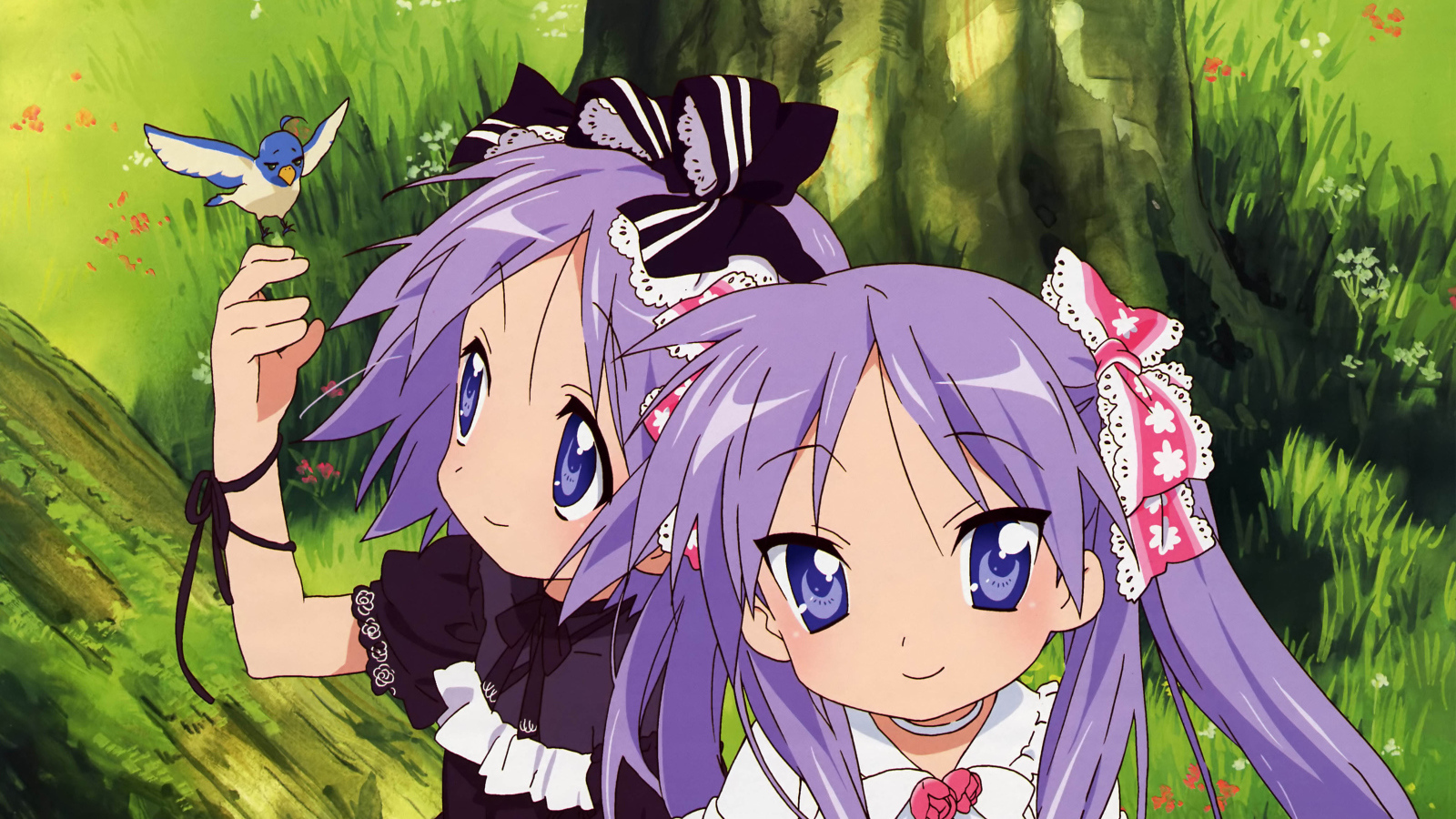 Две девочки с птичкой