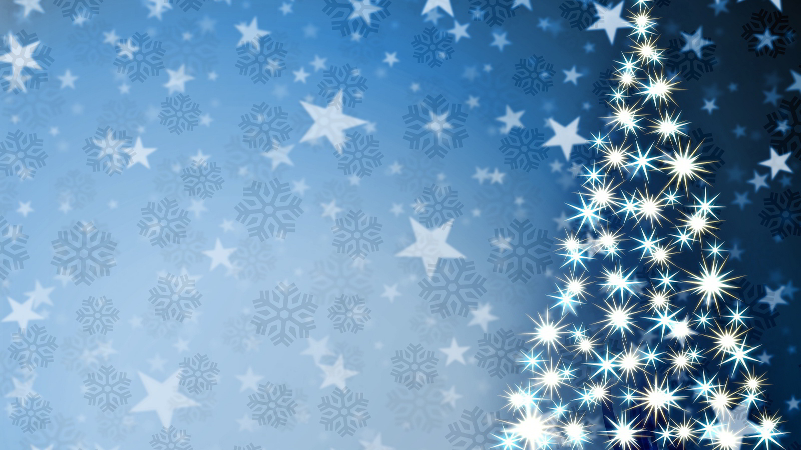 Звёзды в форме ёлки на фоне снежинок на рождество