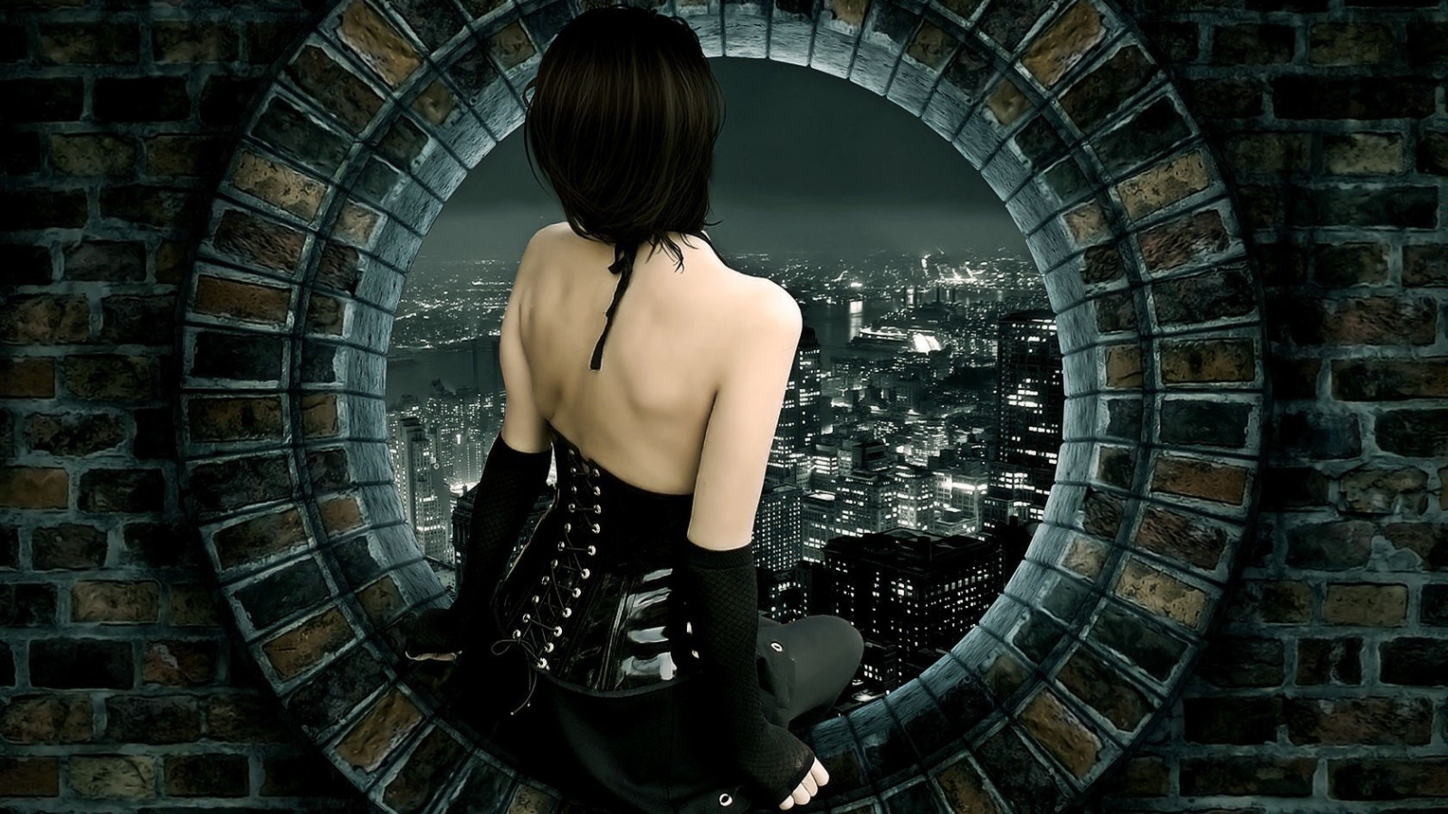 Девушка смотрит на город