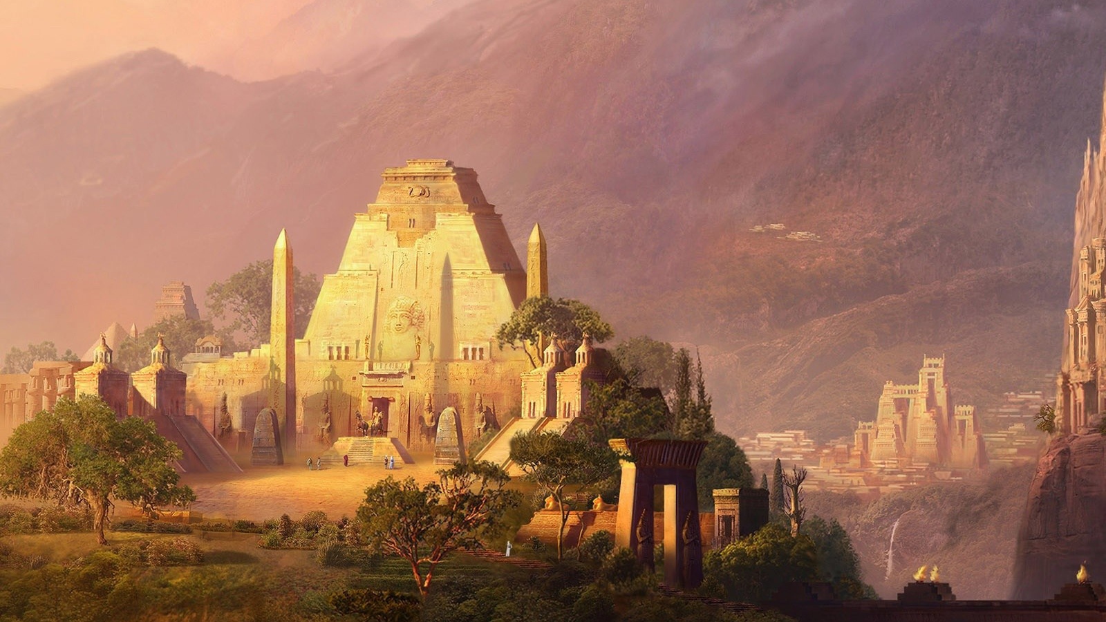 Фантастический пейзаж с храмами
