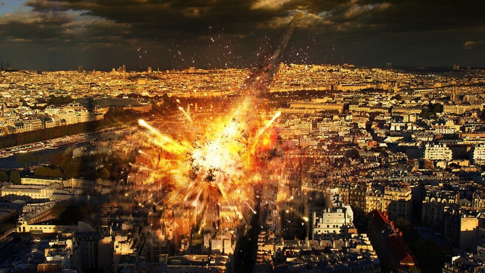 Падение метеорита на город