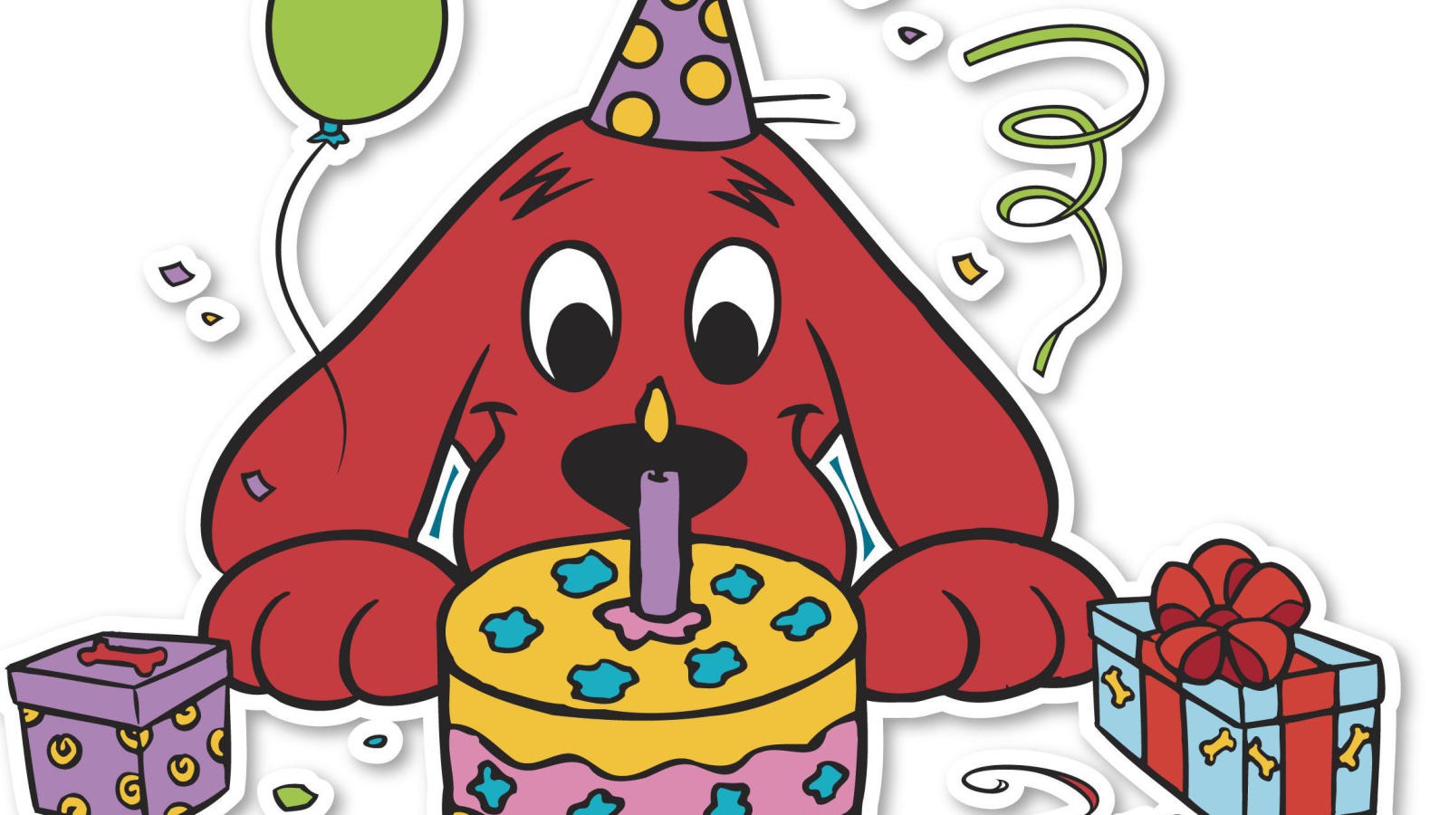 Пёс с тортом на день рождения