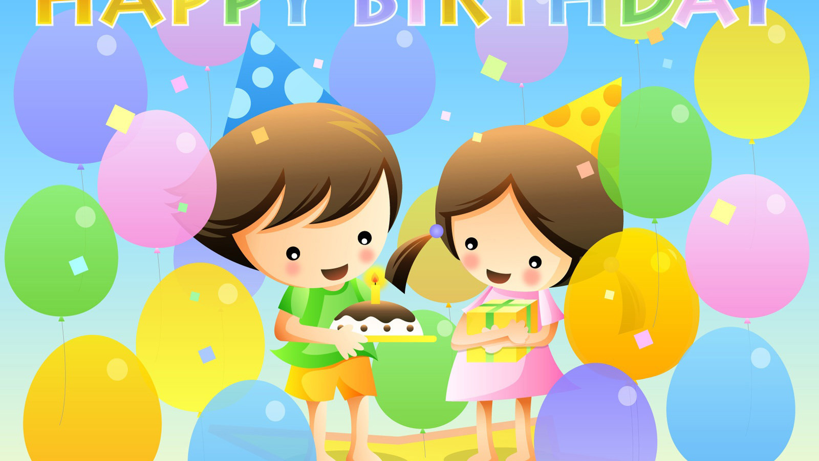 Счастливые дети на день рождения