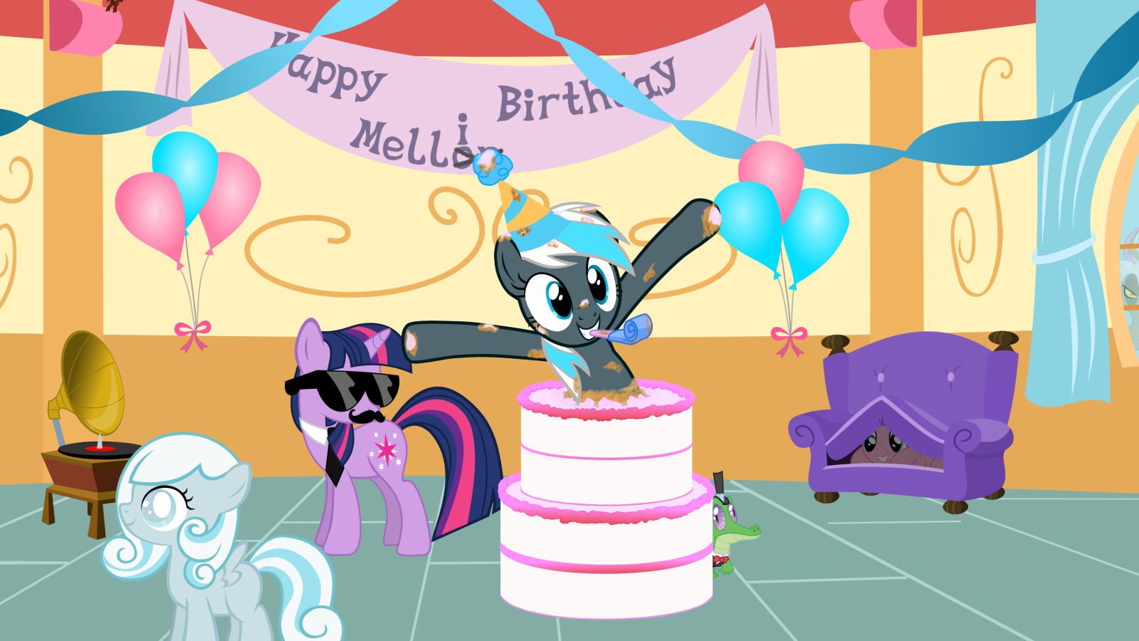Счастливая пони на день рождения