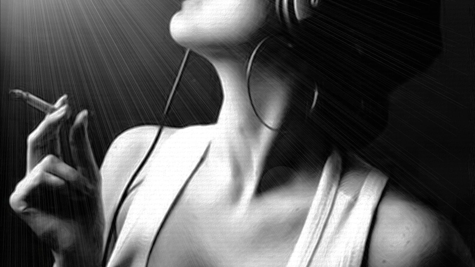 Слава с сигаретой слушает музыку