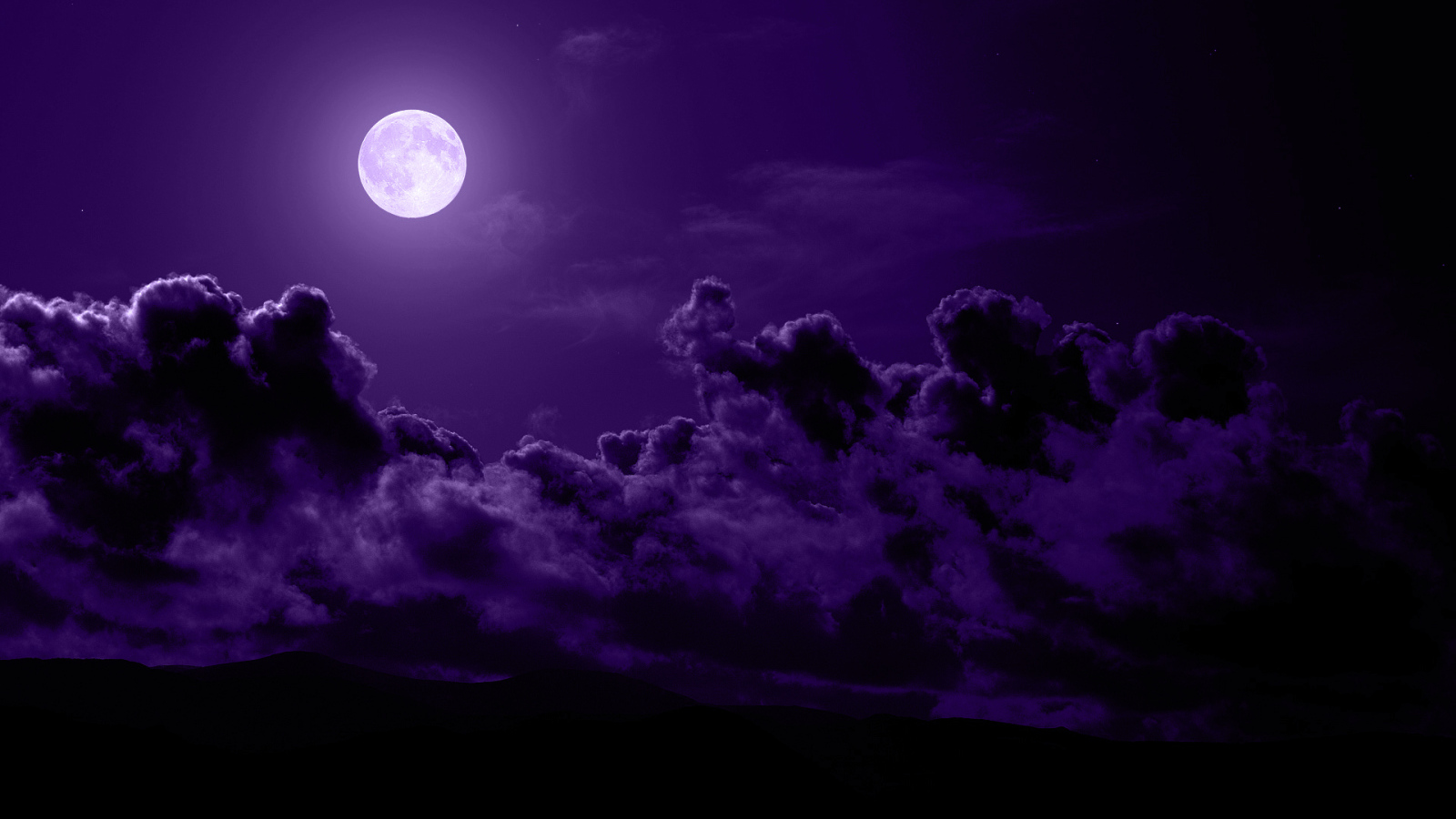 The moon on the purple sky