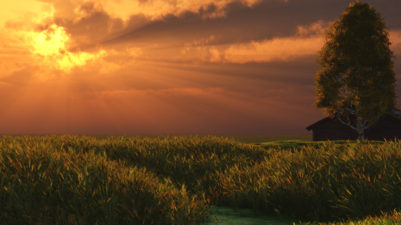 Солнечные лучи сквозь облака