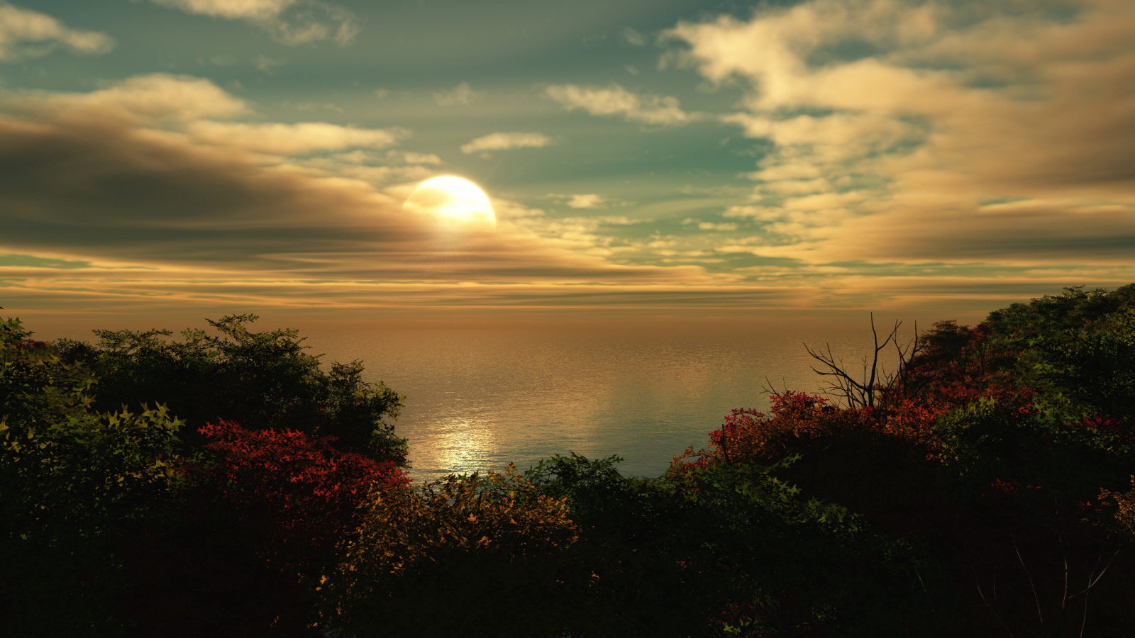 Солнце заходит за тучу