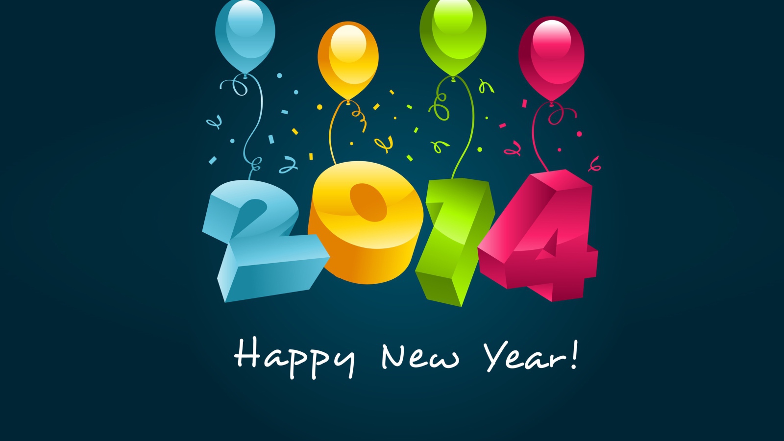 Счастливого Нового Года 2014 и разноцветные шары
