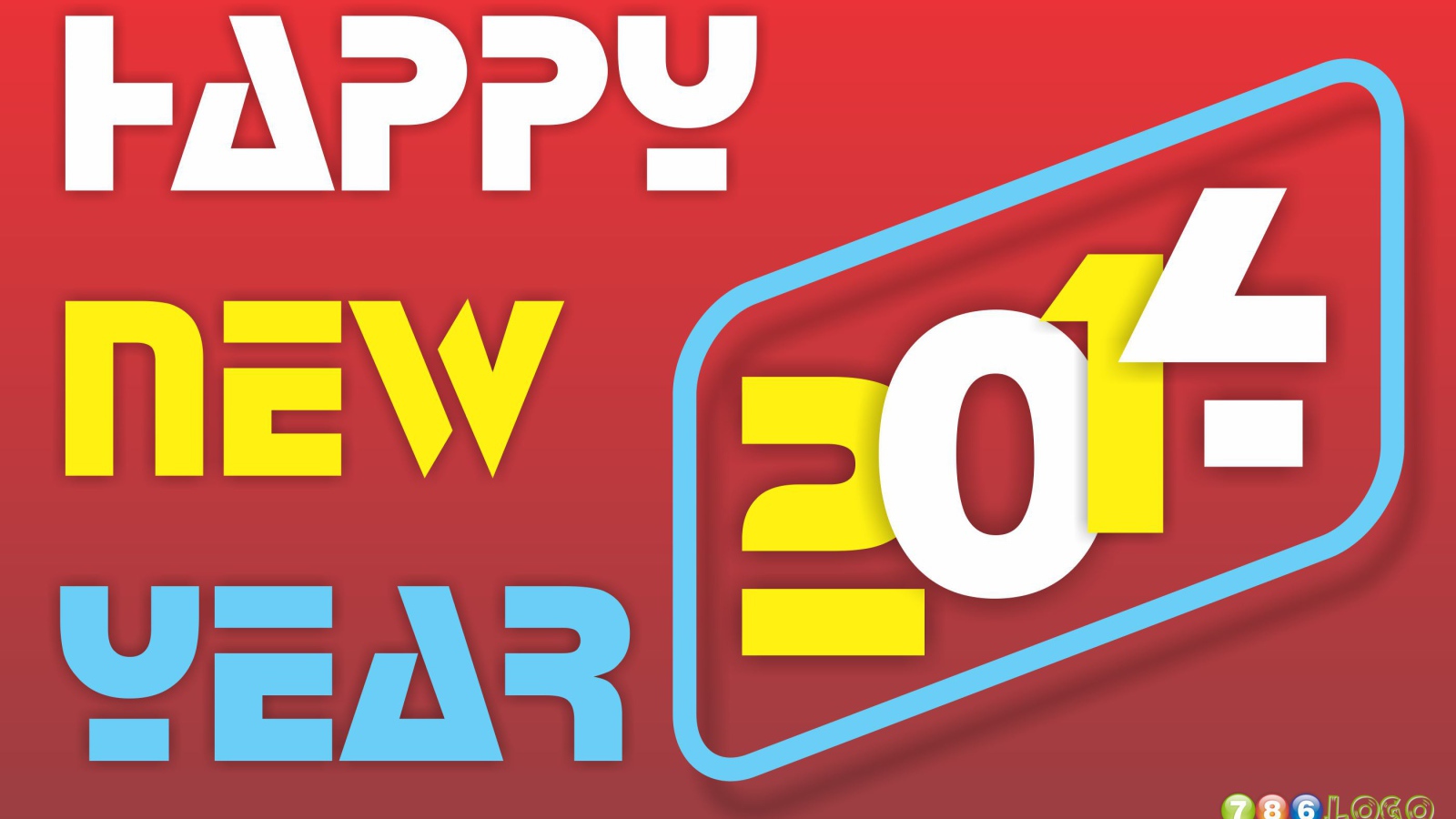 Счастливого Нового Года 2014, разноцветная картинка