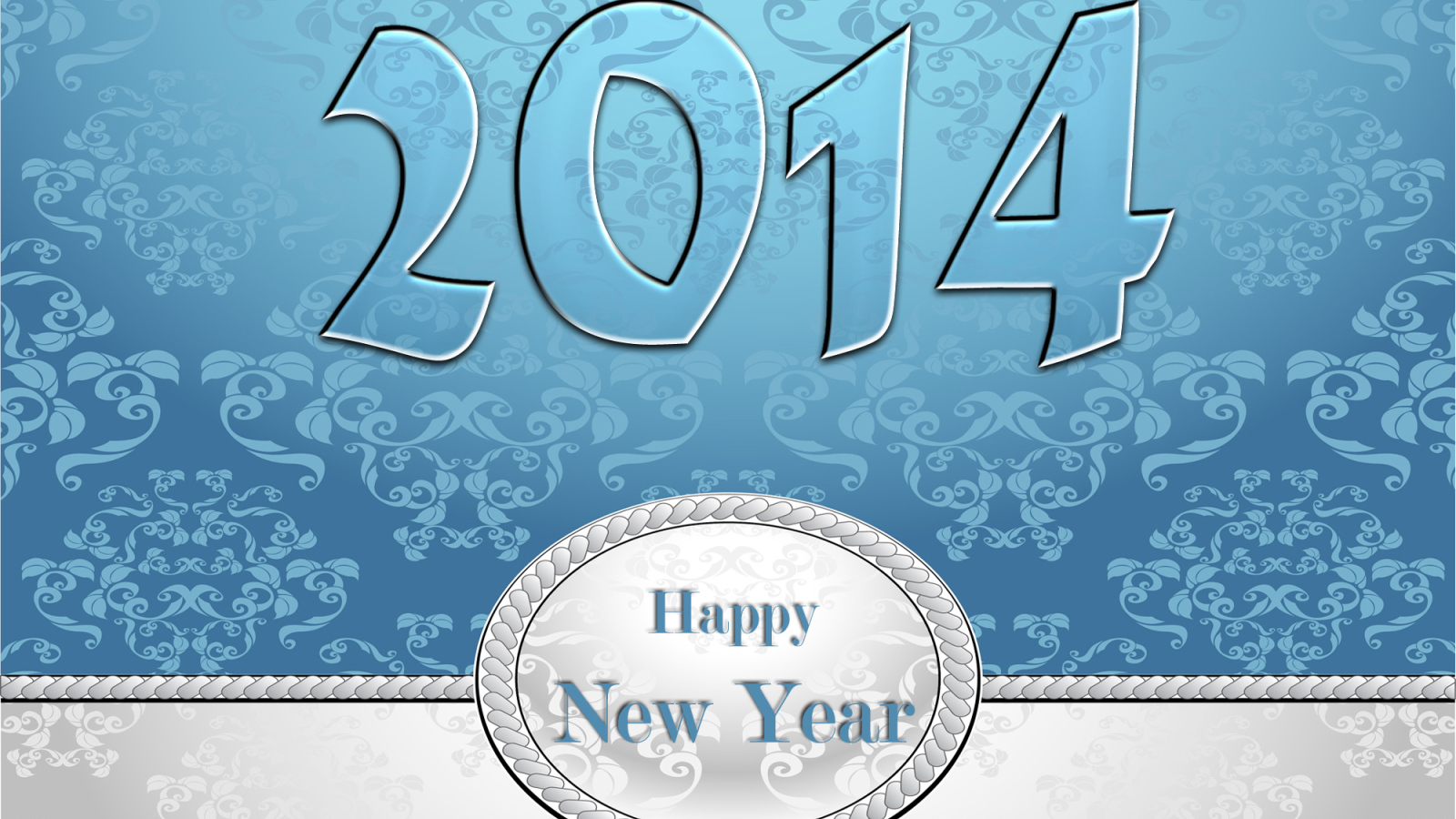 Счастливого нового года 2014, голубой и белый цвет