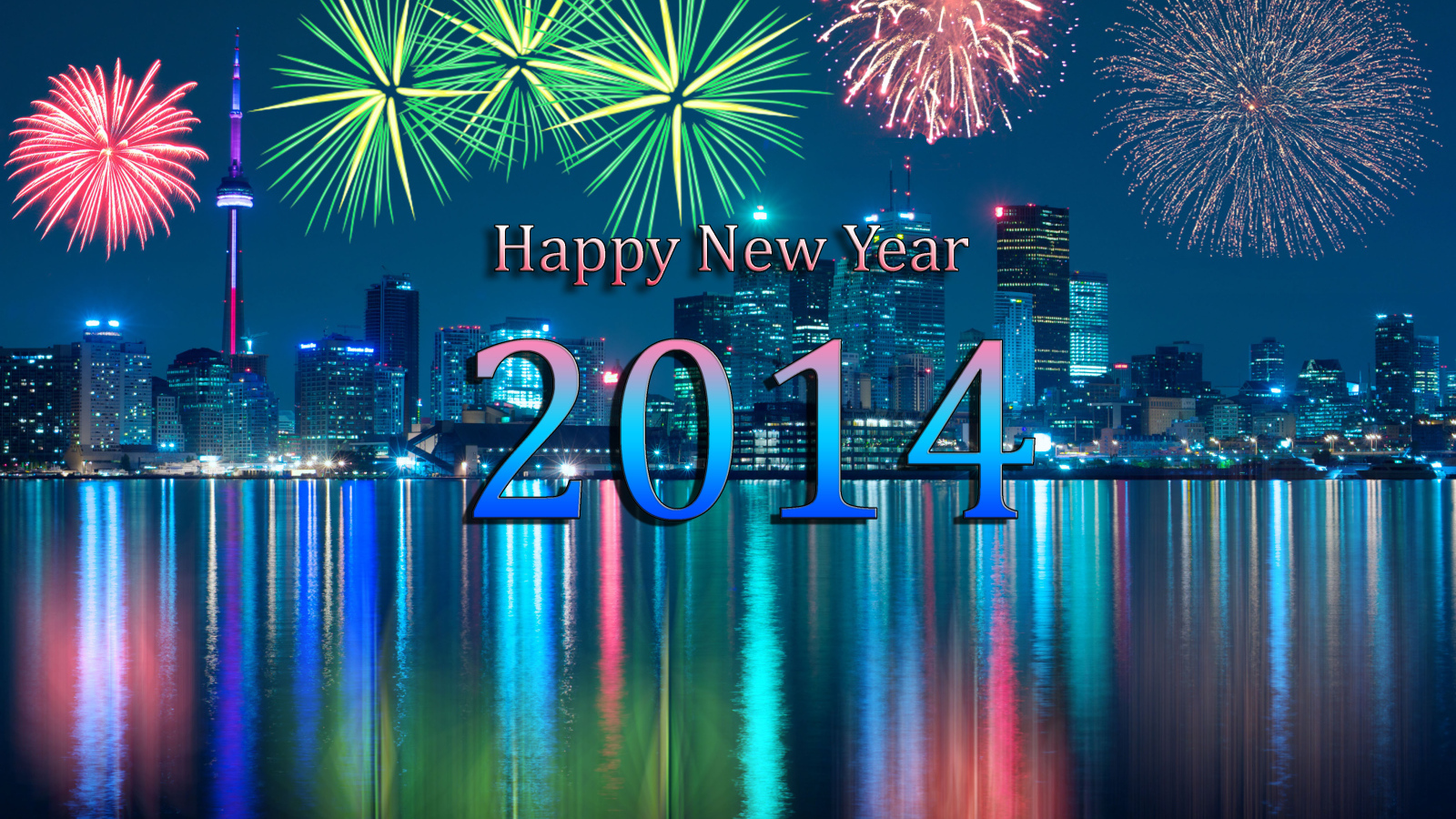 Новый год 2014 на фоне фейерверка