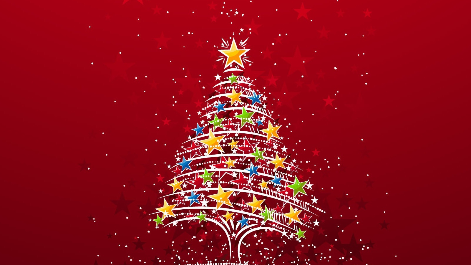 Новогодняя елка на красном фоне 2014