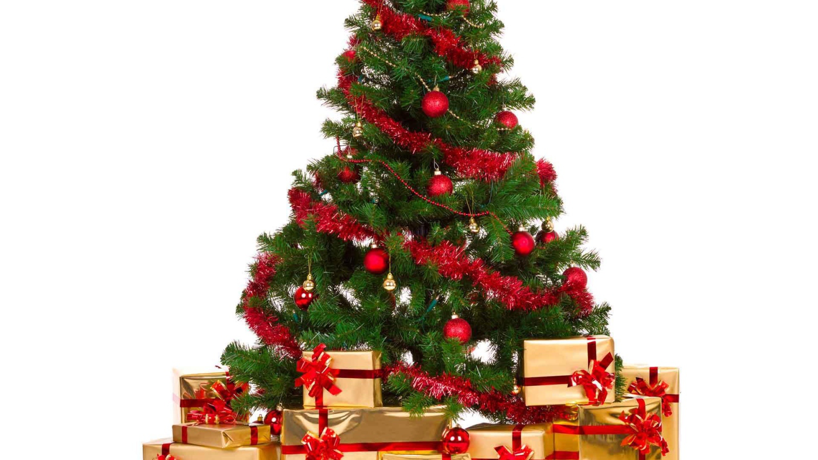 Новогодняя елка с желтыми подарки