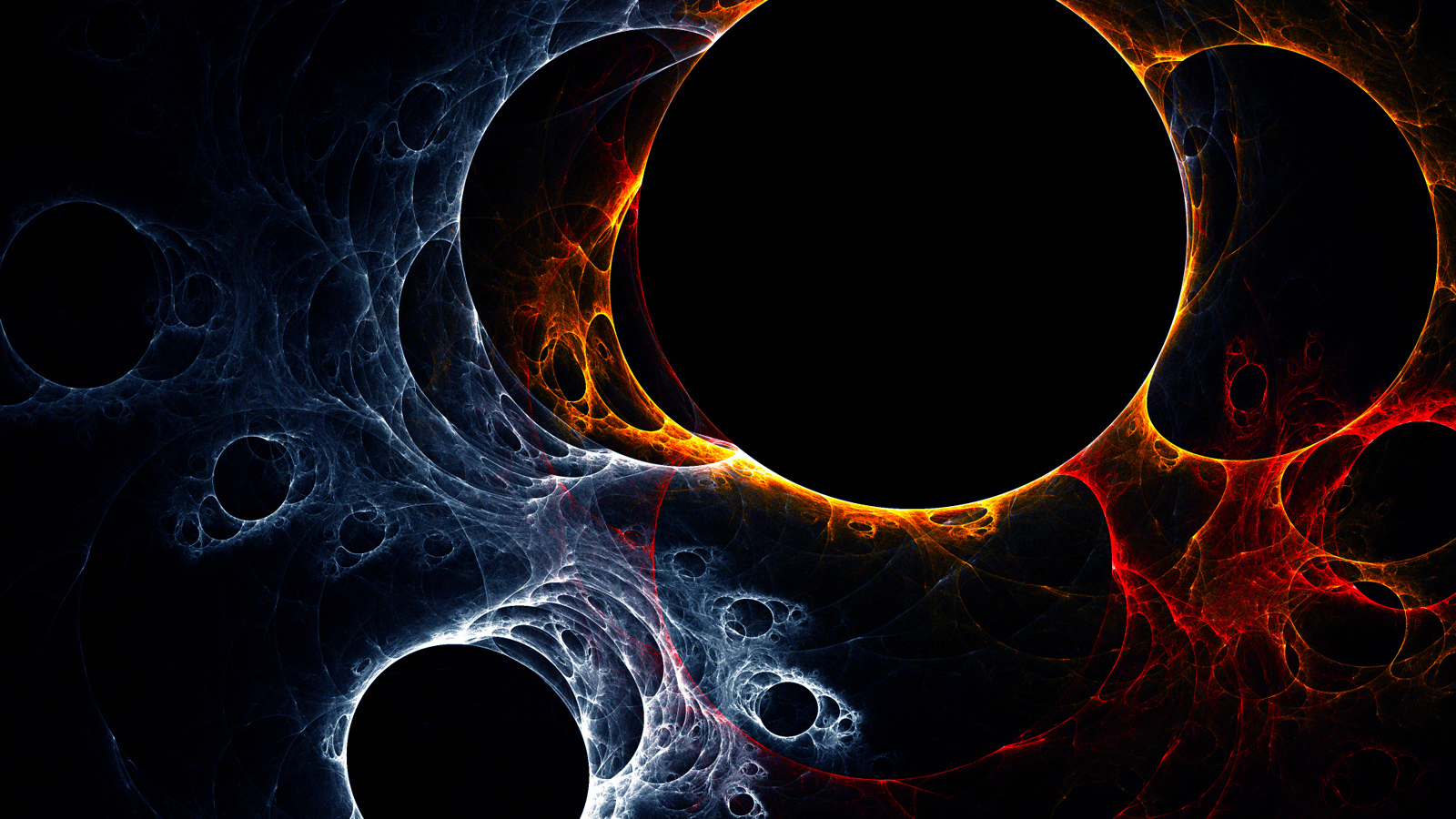 Черные круги с огнем