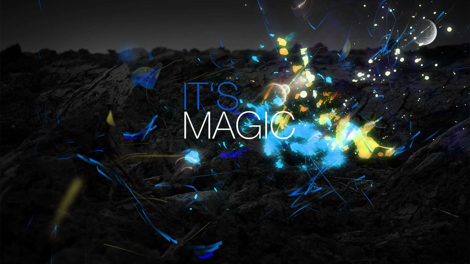 Цветной рисунок на черных горах