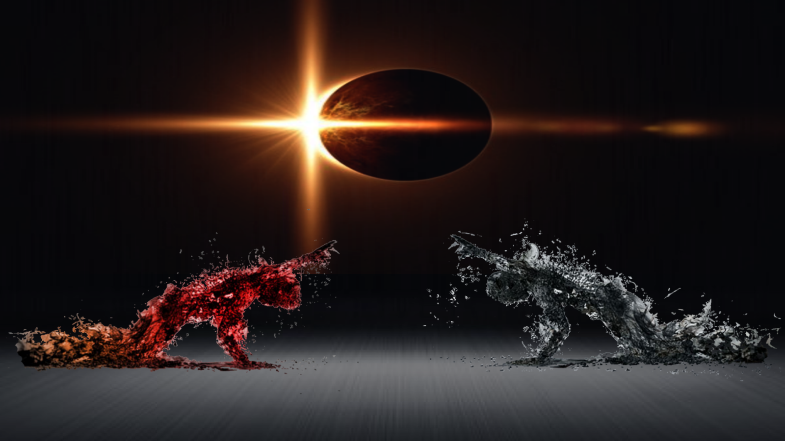 Солнце выглядывает из-за планеты