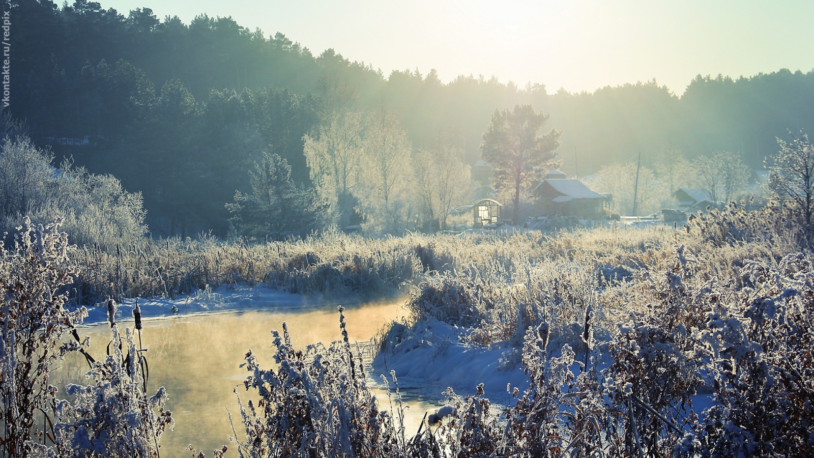 Морозная зима в деревне