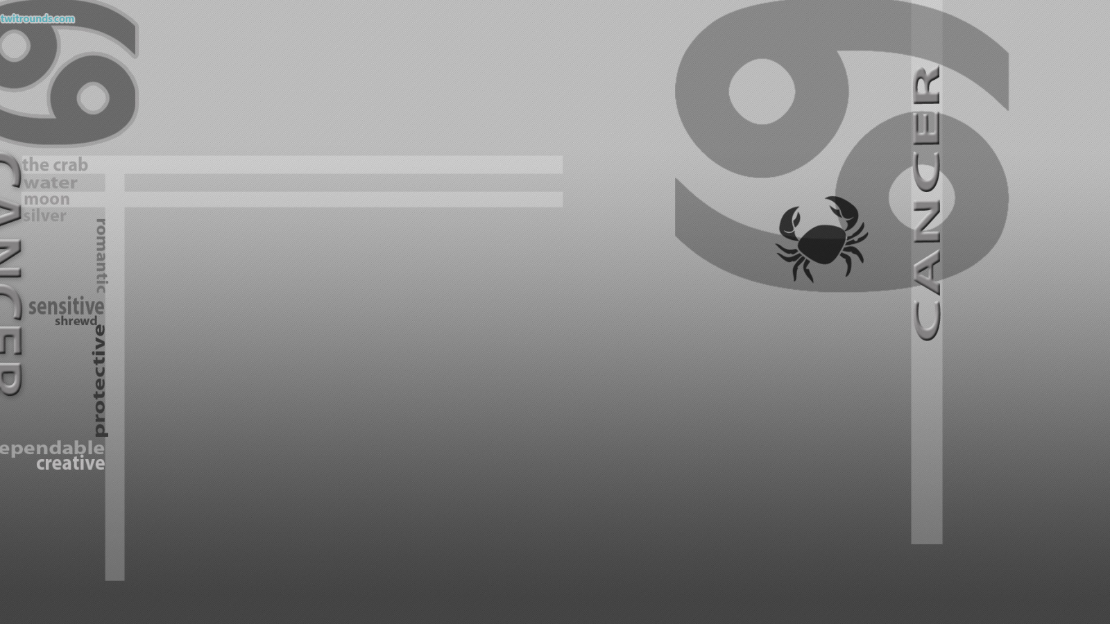 Знак зодиака рак, серый фон 