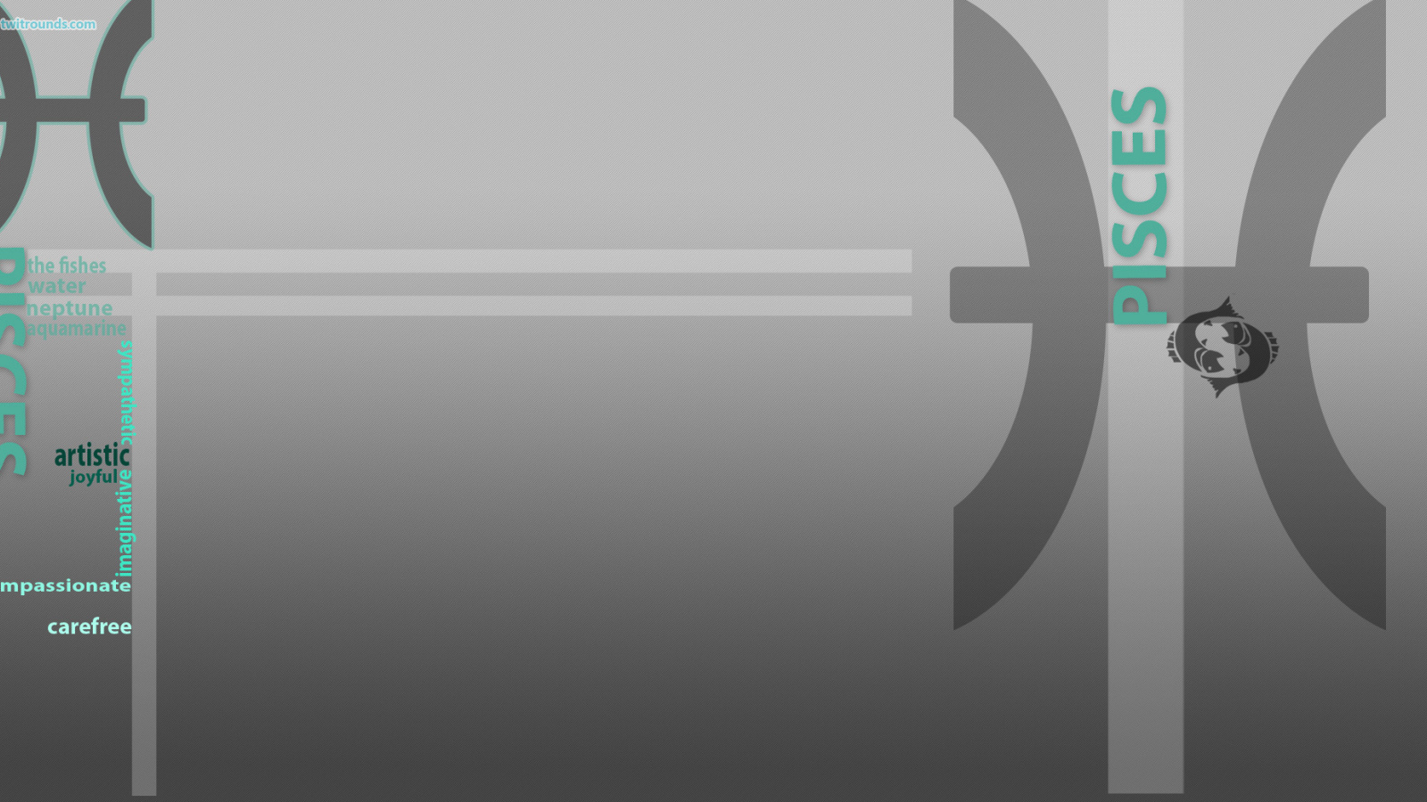 Знак зодиака рыбы, серый фон 