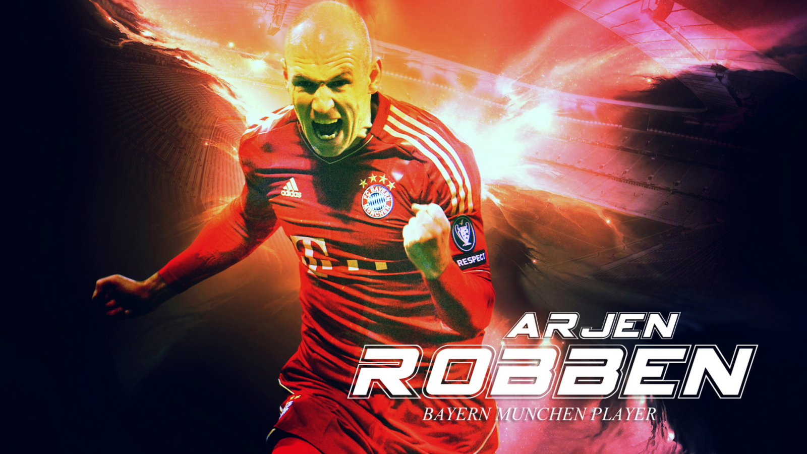 Бавария Арьен Роббен на красном фоне