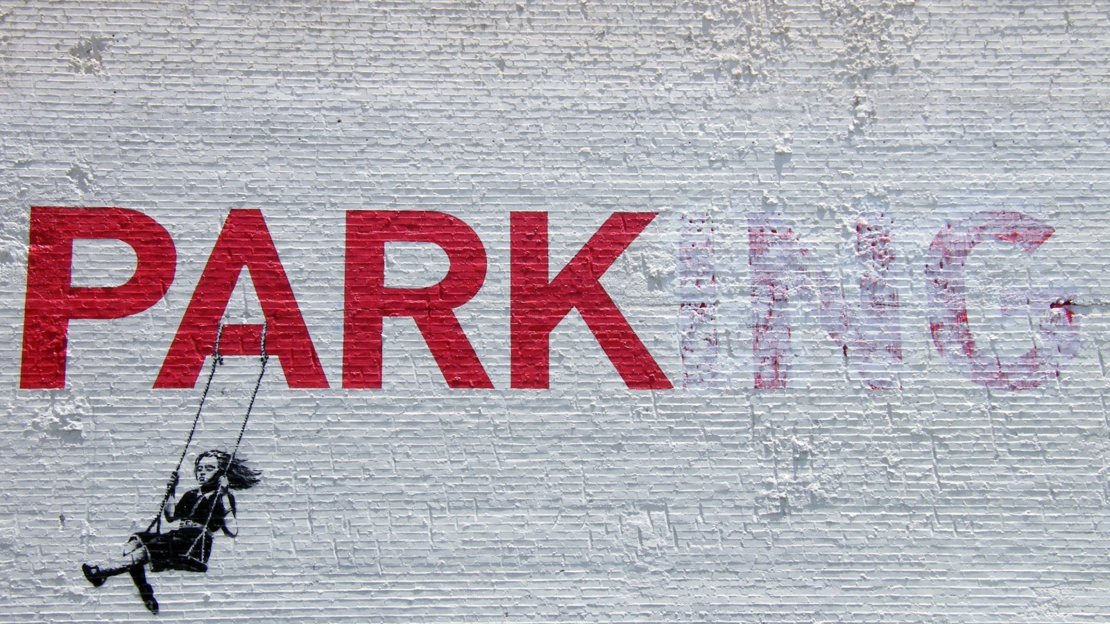 Graffiti, the park, the artist Banksy