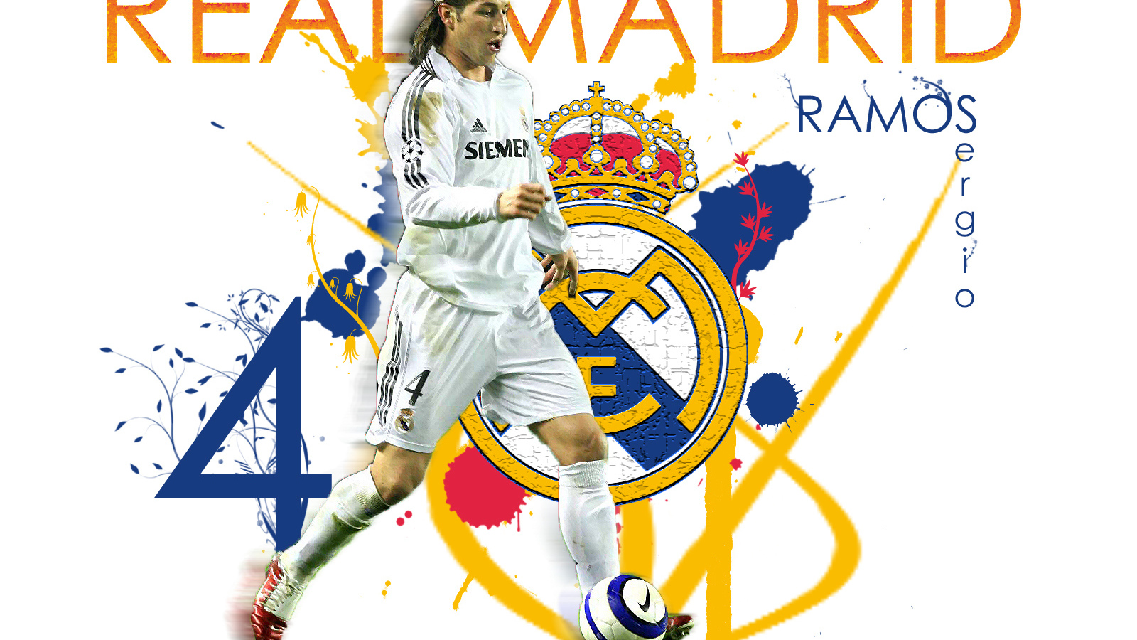 Реал Мадрид Серхио Рамос на белом фоне