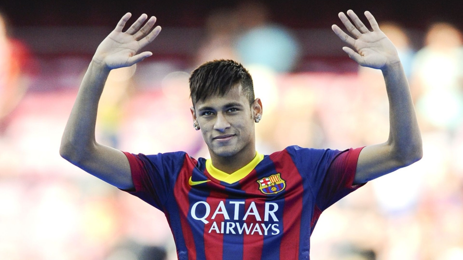 Футболист Барселоны Neymar руки вверх
