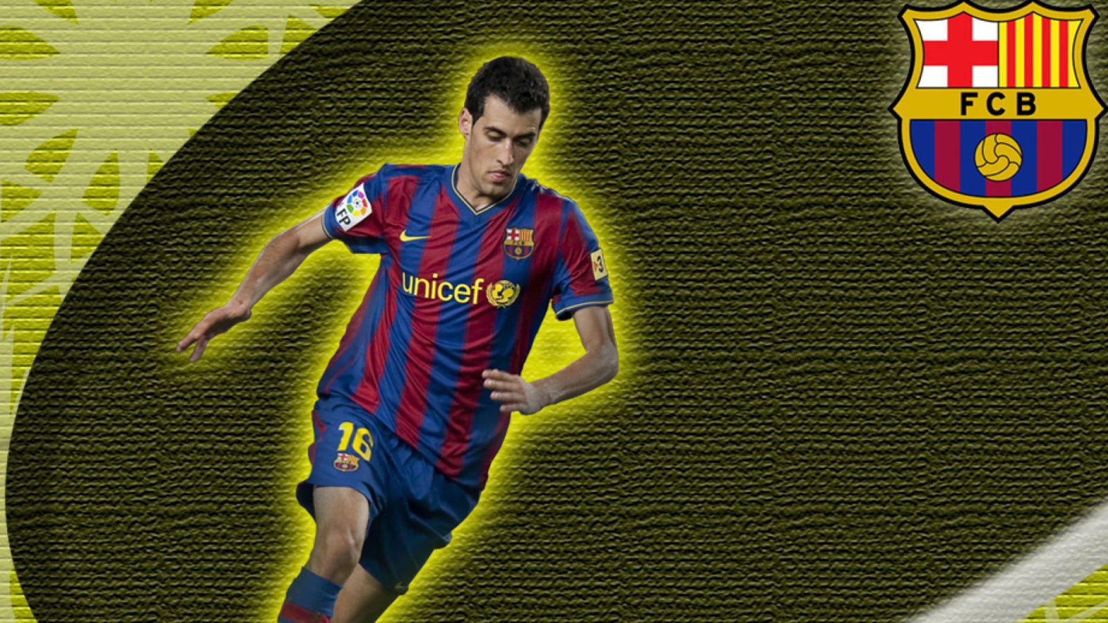 Футболист Барселоны Серхио Бускетс на желтом фоне