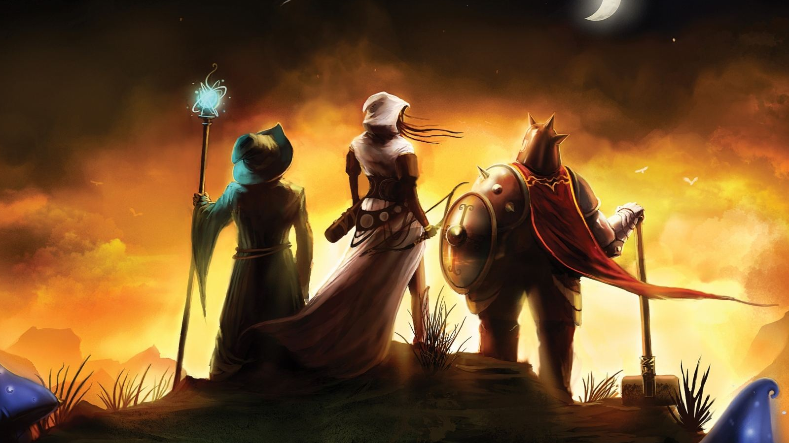 Trine 2 Complete Story: герои наблюдает за падающей звездой