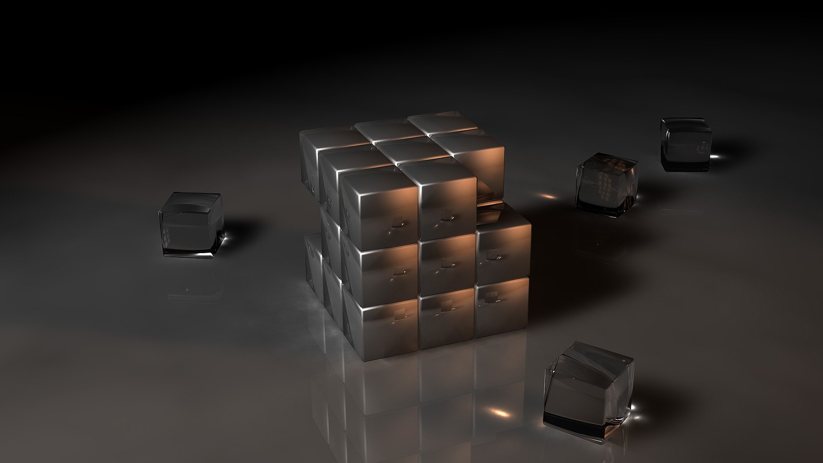 Куб из стеклянных кубиков