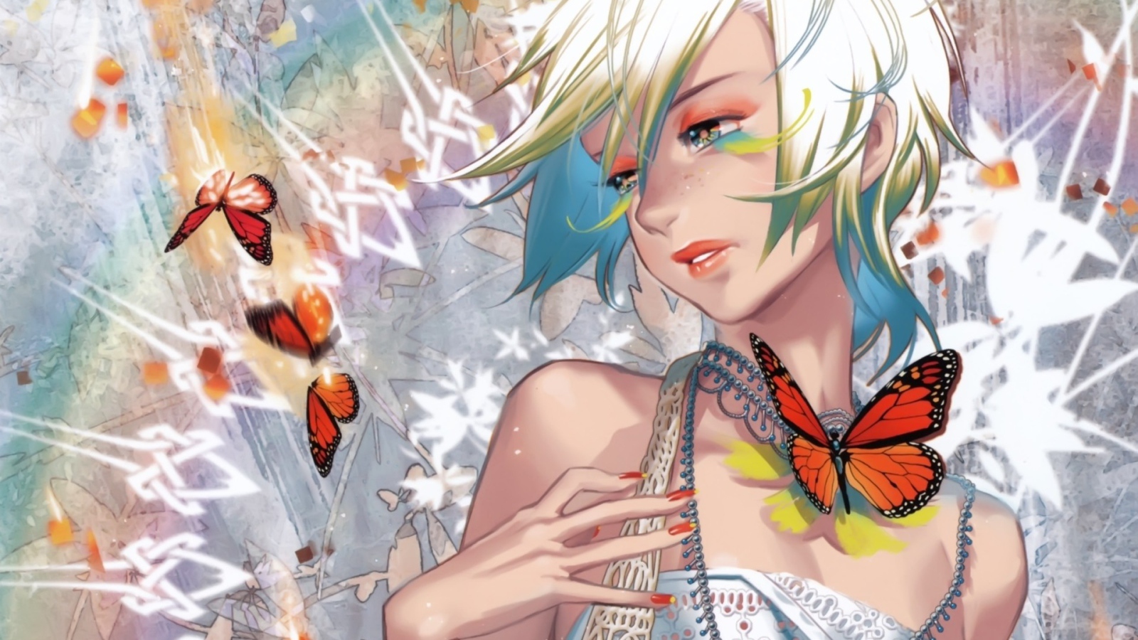 Аниме девочка с бабочками
