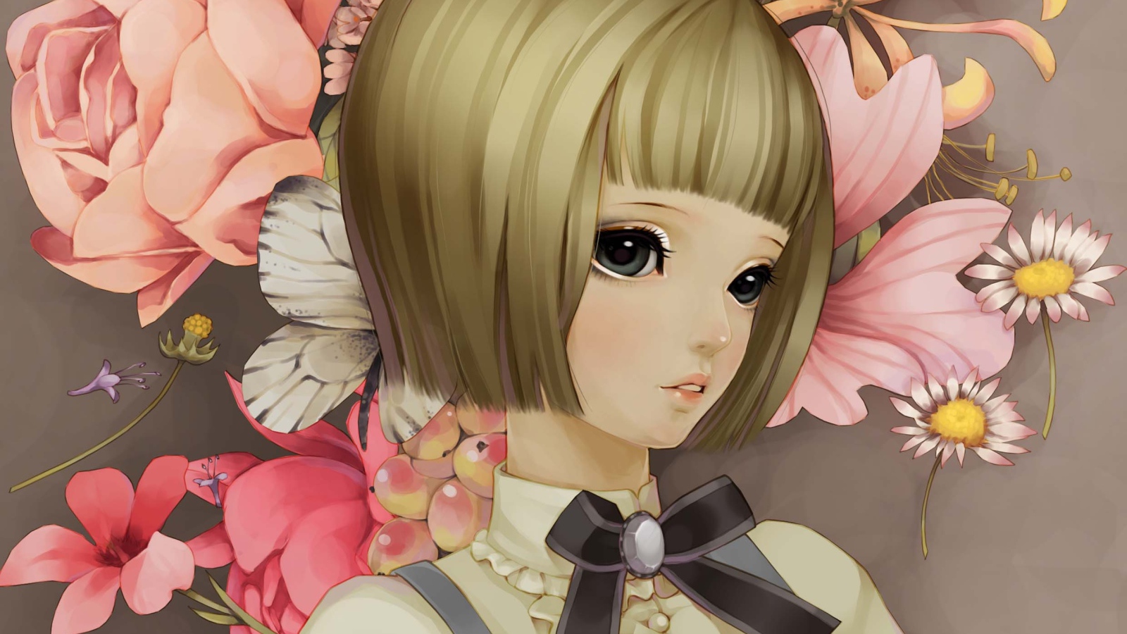 Девочка на фоне цветов