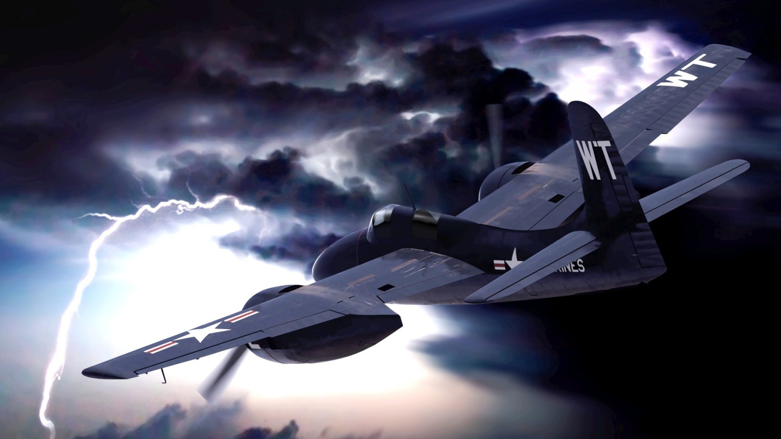 Самолет над облаками