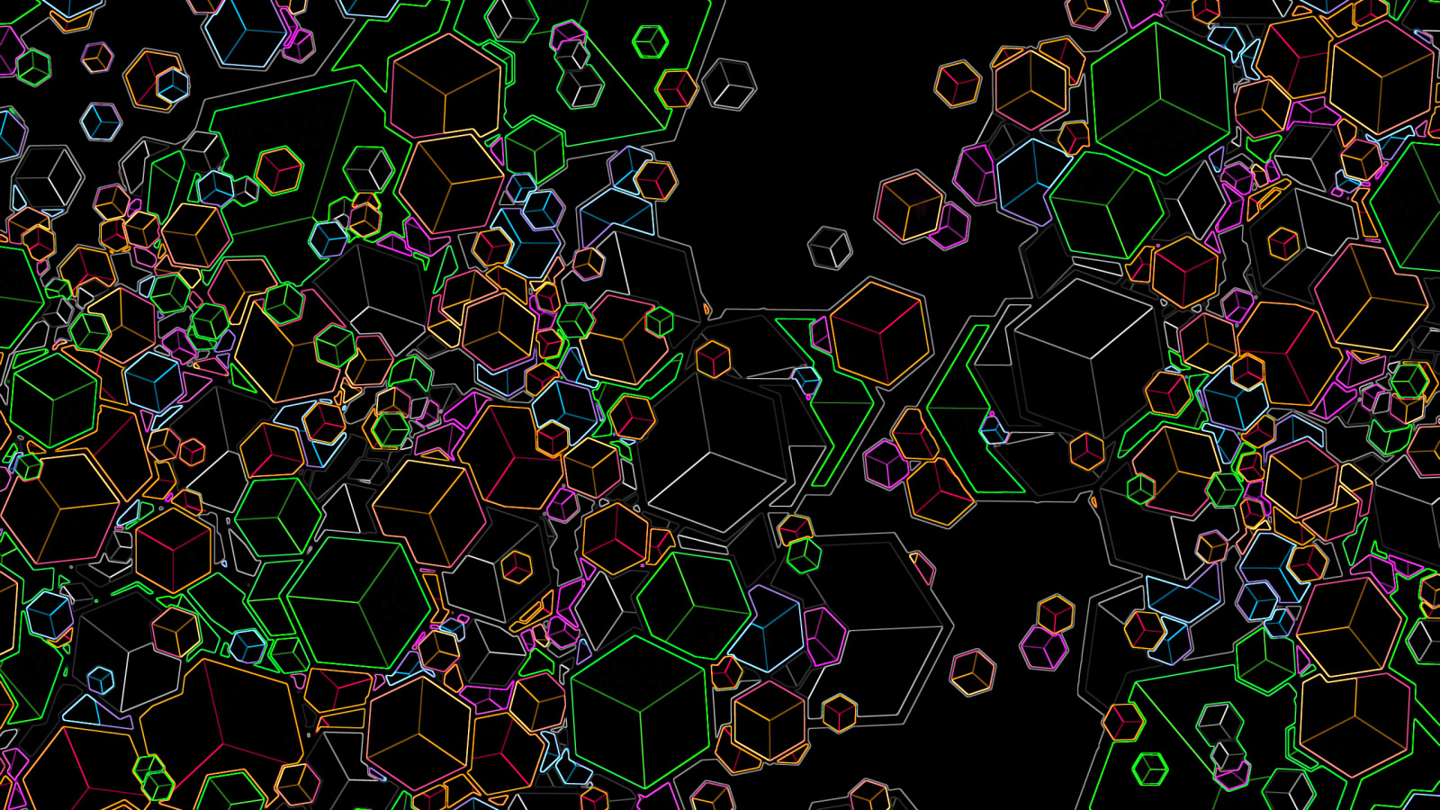 Черные обои с красочными фигурами