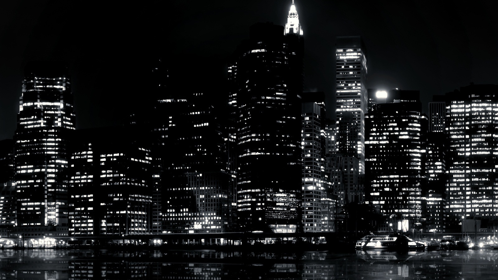 Ночные огни на черных обоях