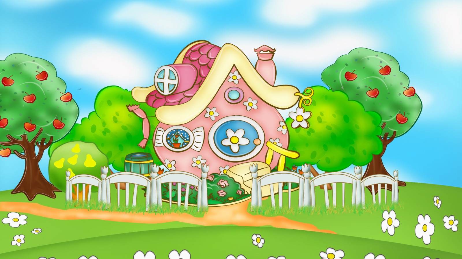 Красивый домик в мультфильме Смешарики