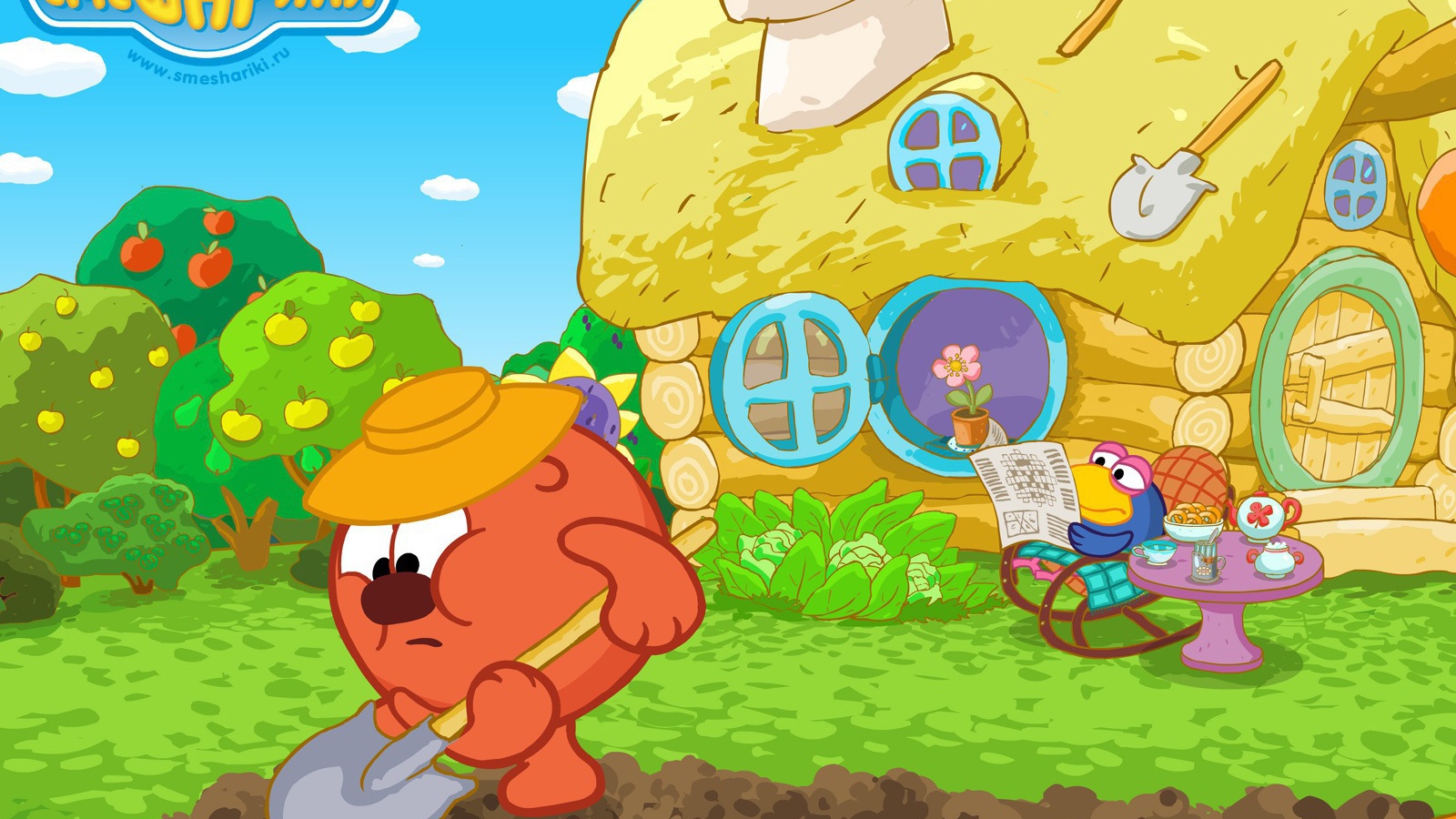 Копатыч в огороде в мультфильме Смешарики