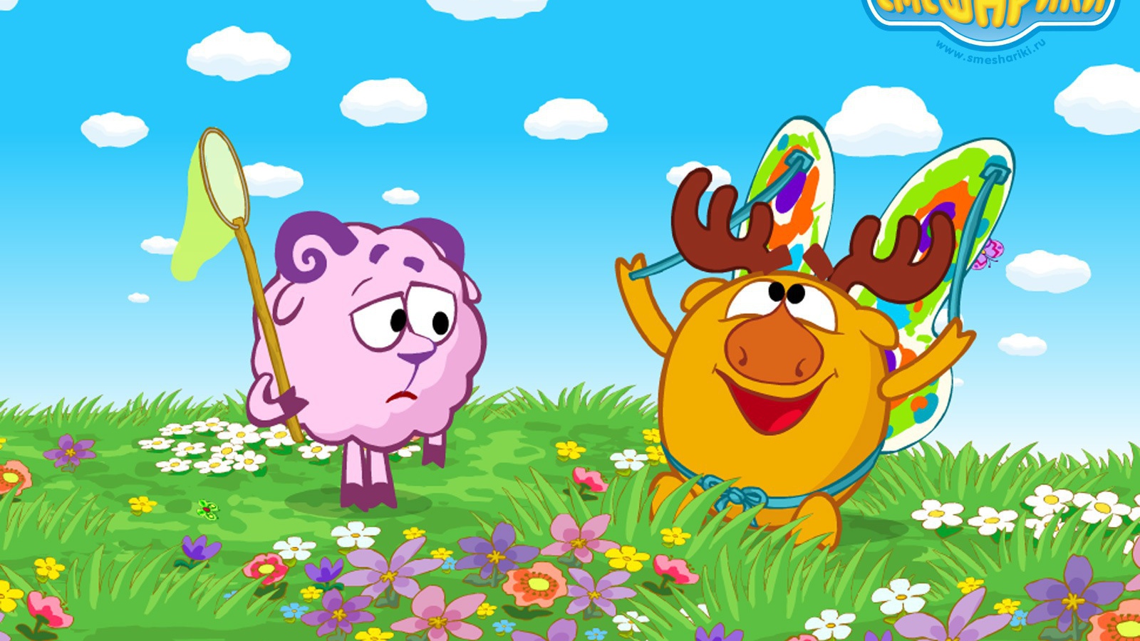 Нюша и Лосяш в мультфильме Смешарики