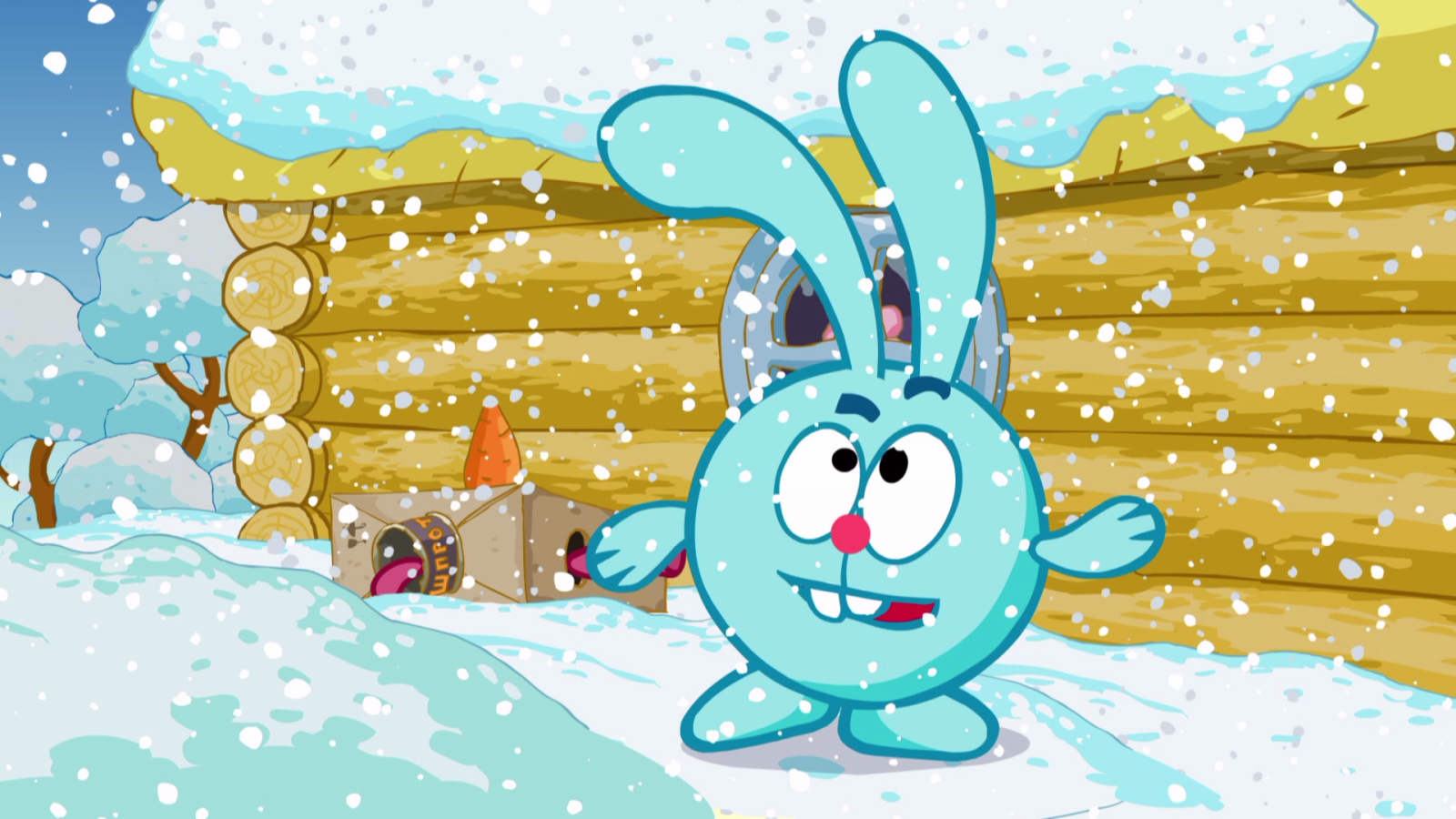 Snowfall in the cartoon Kikoriki