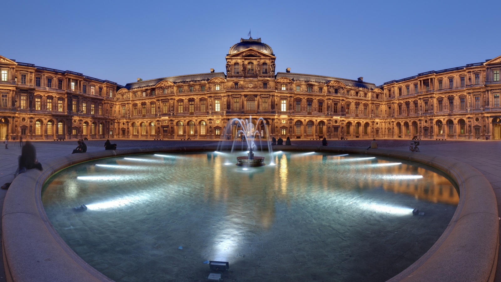 Городской пейзаж с фонтаном