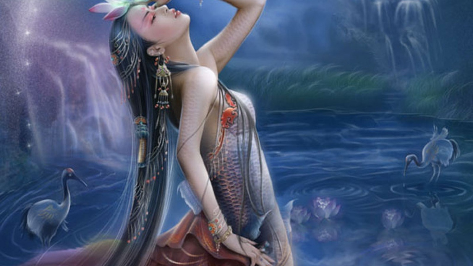 Девушка с лилией на голове