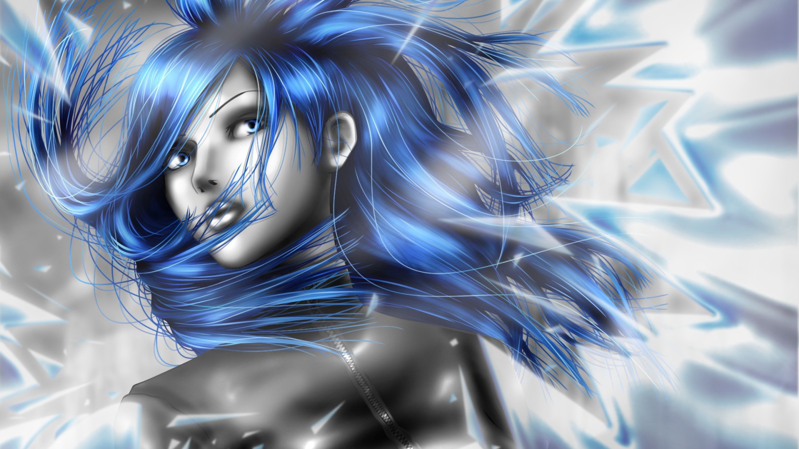 Женщина с синими волосами