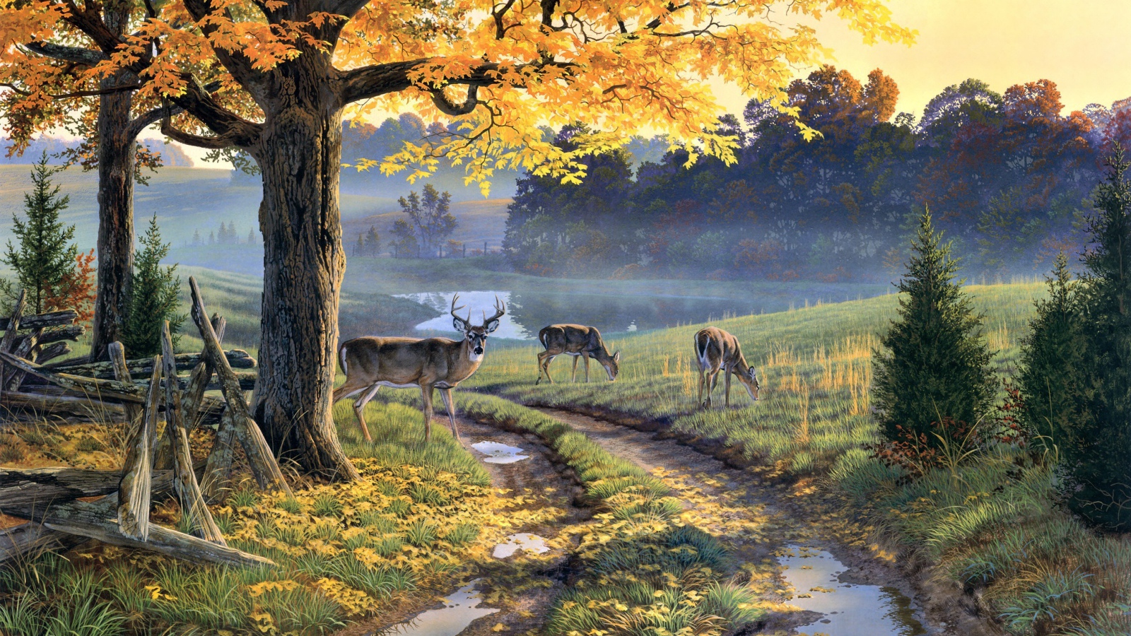 Картина Лужи на дороге