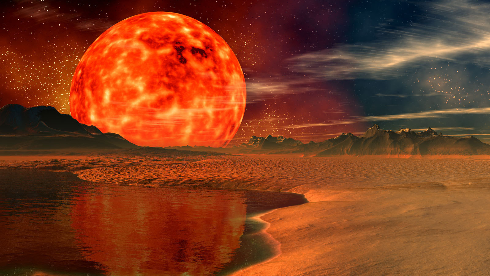 Большое солнце на горизонте