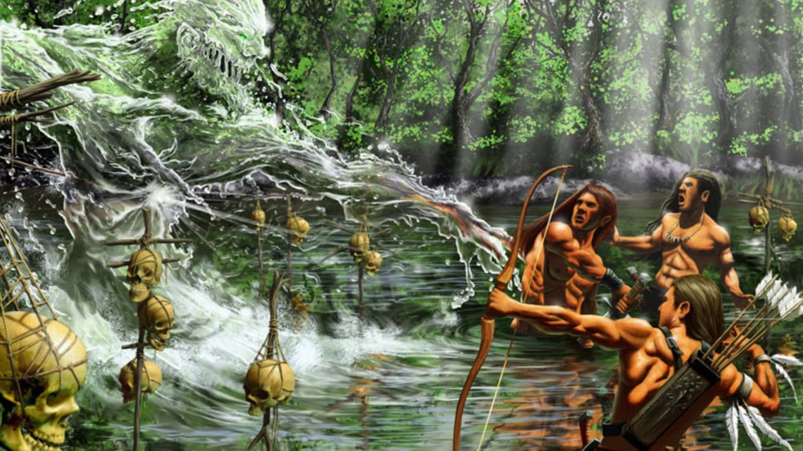 Люди воюют с водяным человеком