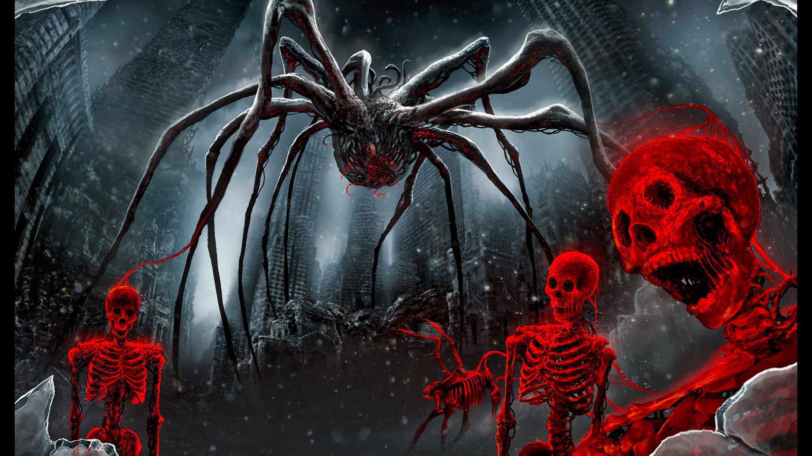 Паук и красные скелеты