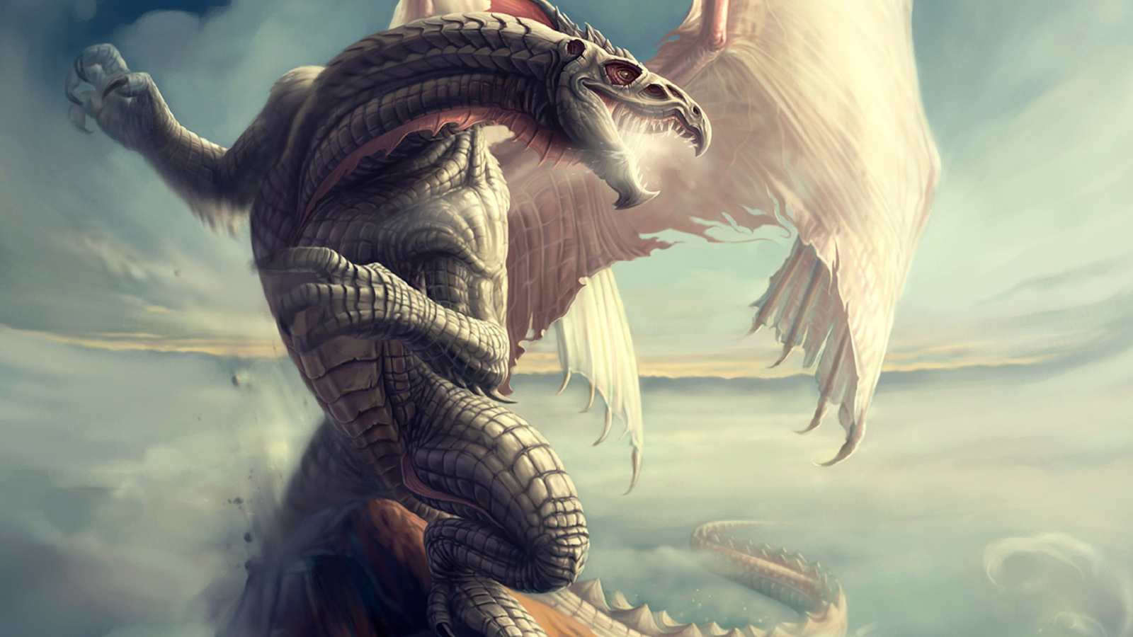Дракон с белыми крыльями