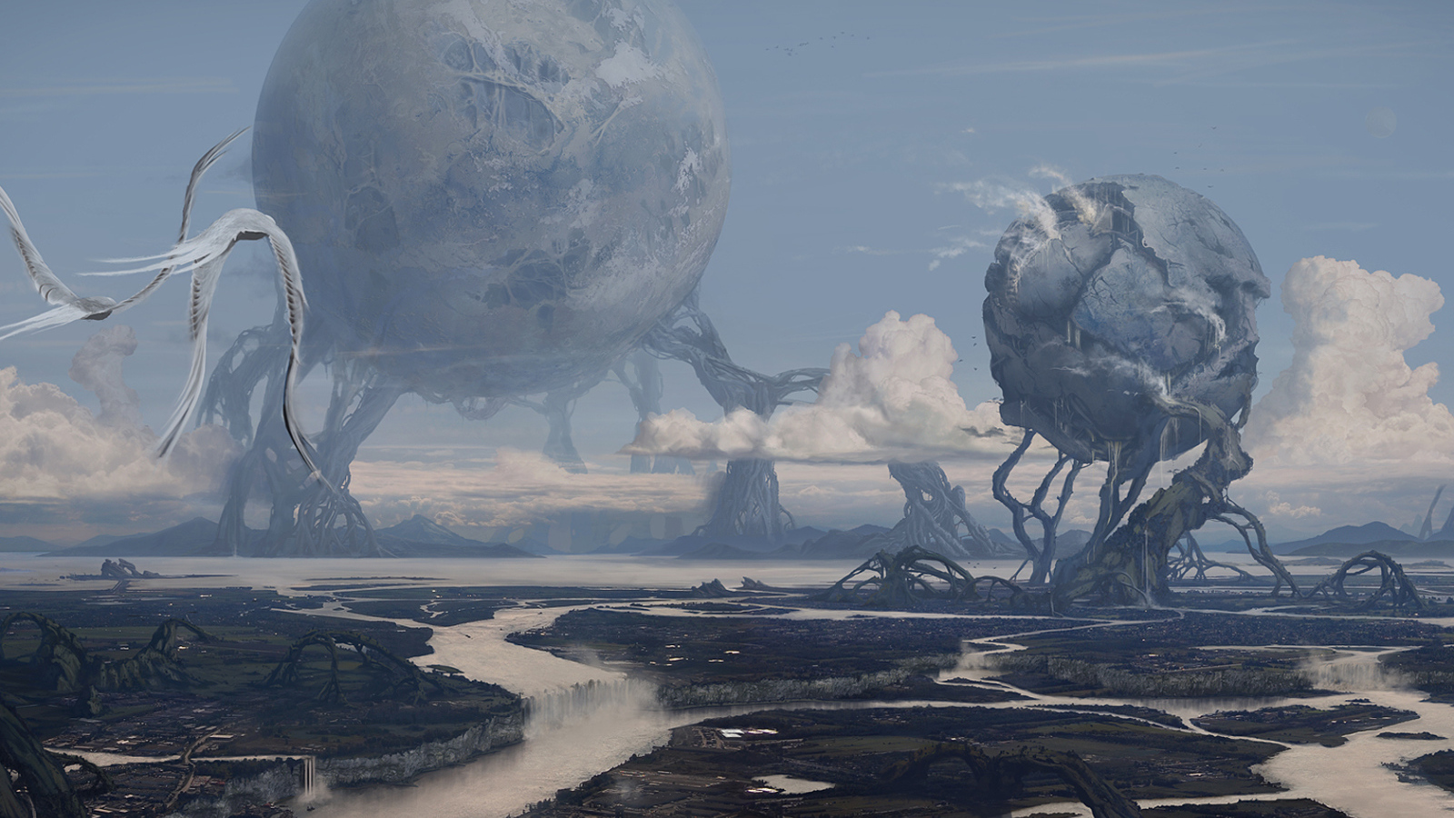 Фантастический пейзаж с шарами