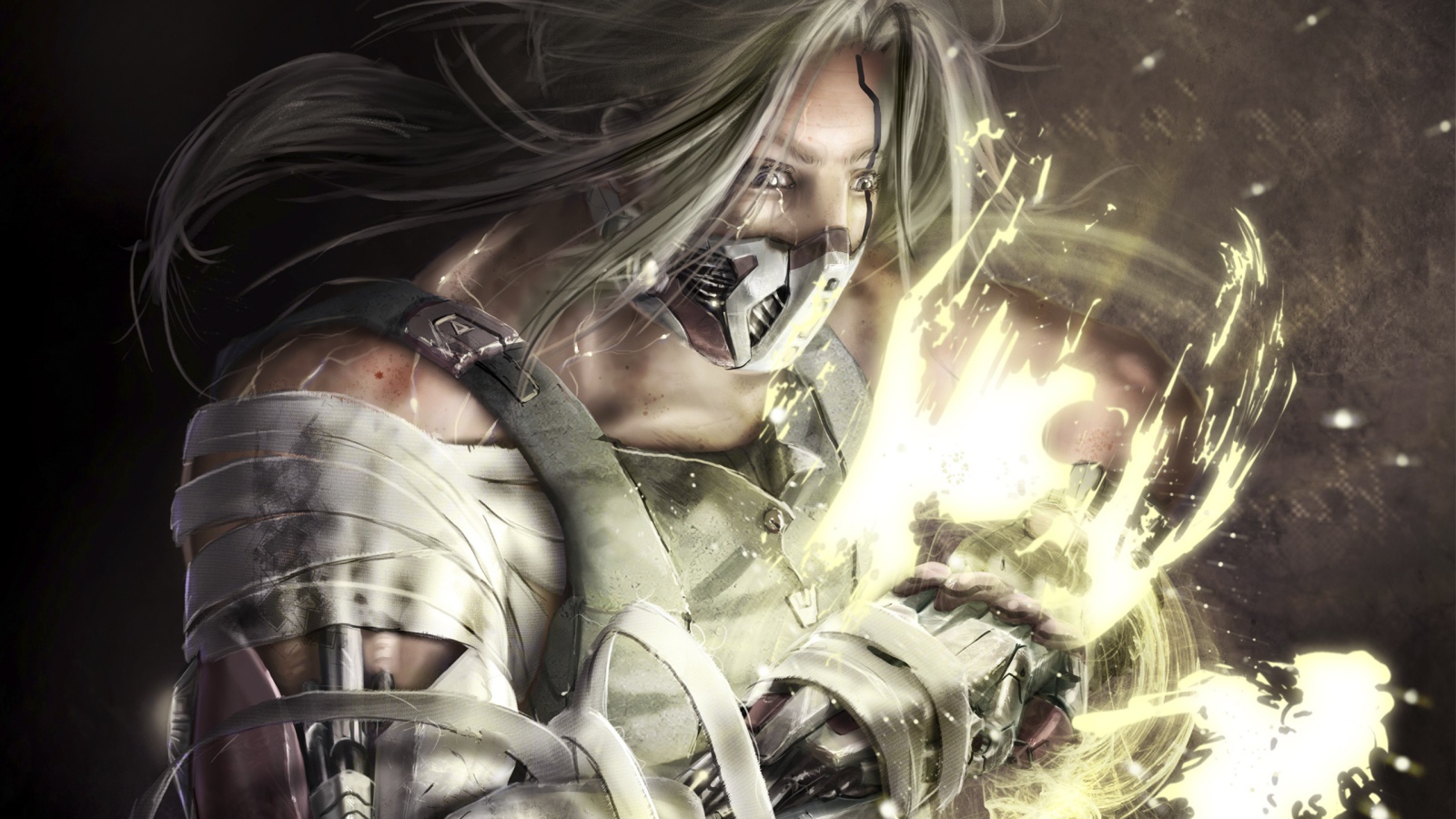 Человек со светящимися руками